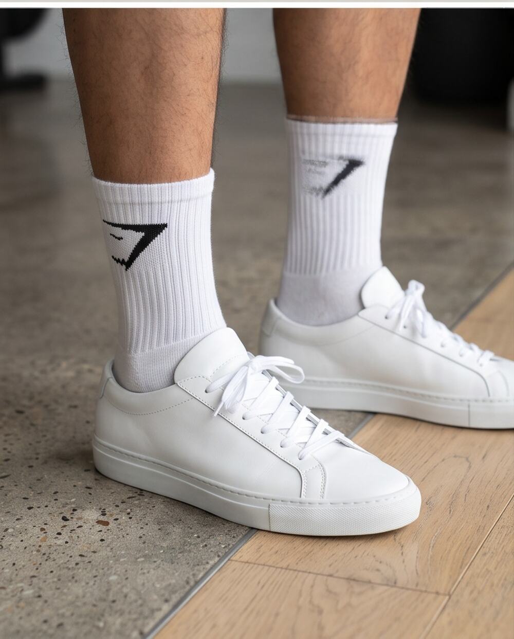 Unisex Adult's Gymshark Terry Knit Crew Socks 5 Pack White Size M NWT